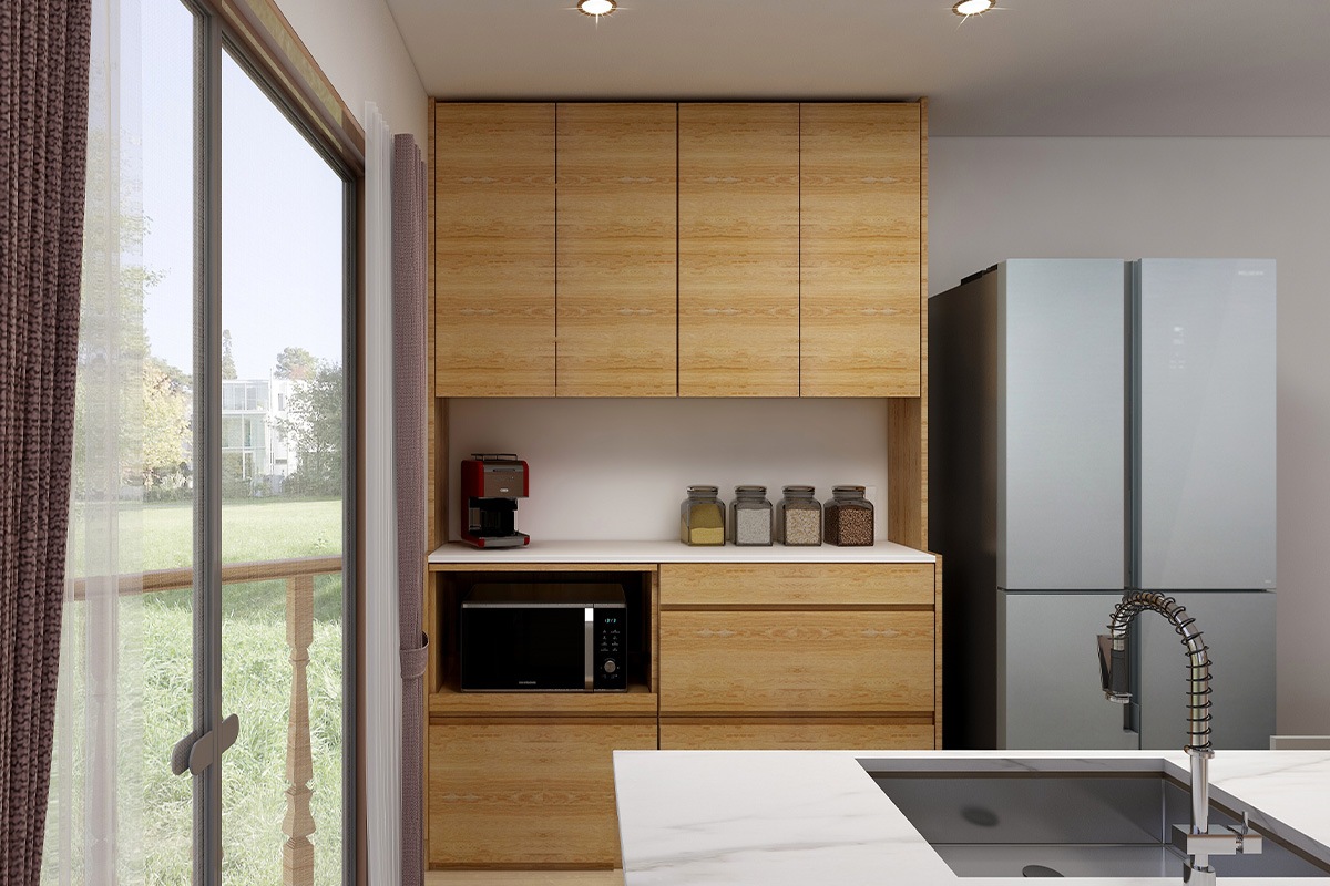 HARVEST SET8 オーダー天板 (幅154cm) + 下台用サイドパネル (左右セット) + 84 引出下台 + 70オープン下台 ＋ 上置き用バックパネル (154cm) + 上置き用高さオーダーサイドパネル (左右セット) ＋ 幅154cm 高さオーダー 4枚扉上置き オーク/ウォルナット