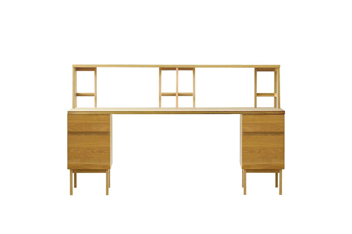 PLAIN DESK プレーンデスク SET12 オーダー突板天板 (幅180cm奥行55cm