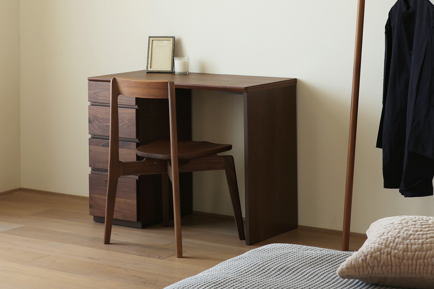 ASTER アスター DESK SET2 ウォルナット (90天板 + サイドパネル（左・右) + 30チェスト) ※チェア別売