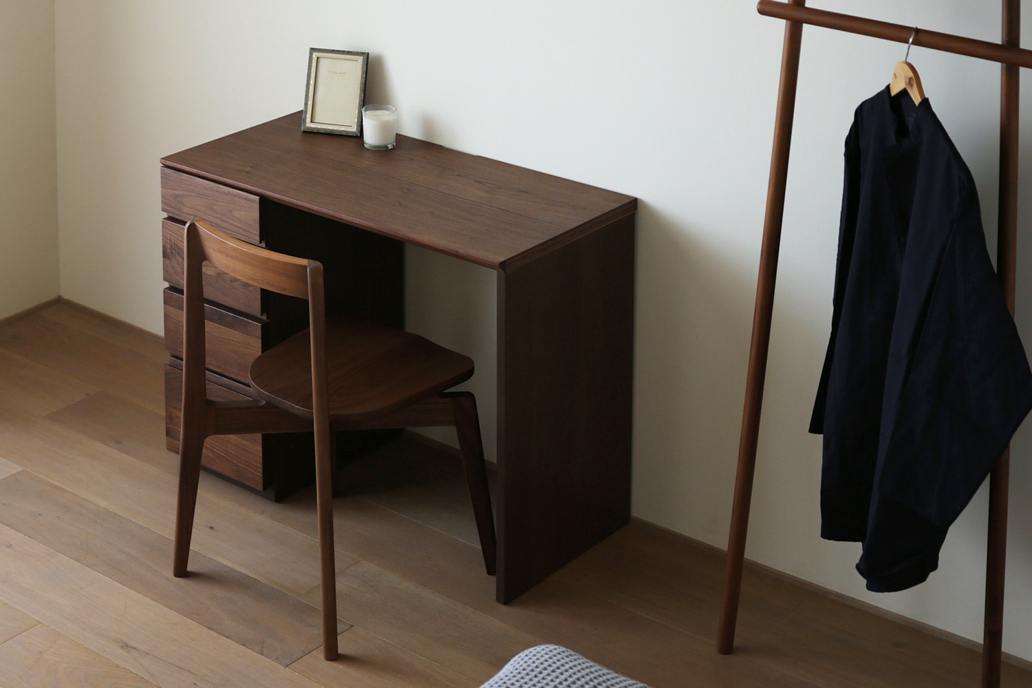 ASTER アスター DESK SET2 ウォルナット (90天板 + サイドパネル（左・右) + 30チェスト) ※チェア別売