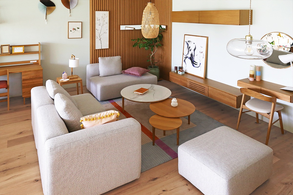 SUMOWA SOFA スモワ オットマン W80×D60 ベージュ