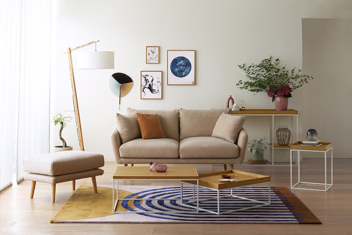 廃番25％OFF】HELEN SOFA 1人掛け グレー色 オーク脚/ウォルナット脚
