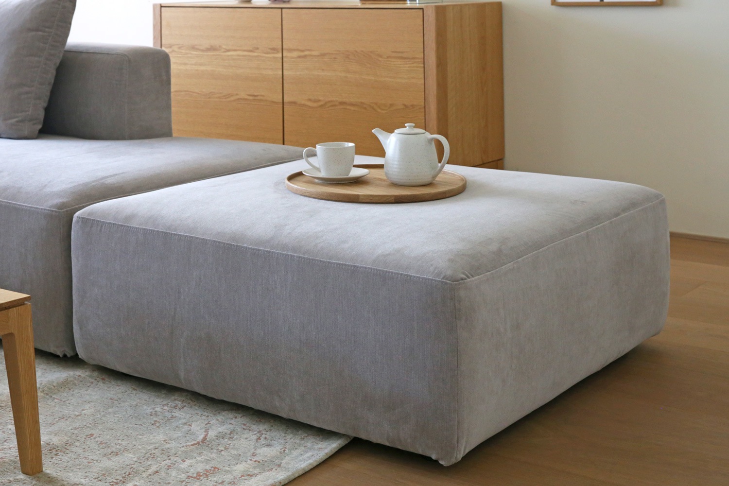 SUMOWA SOFA スモワ オットマン 90×90 ライトグレー