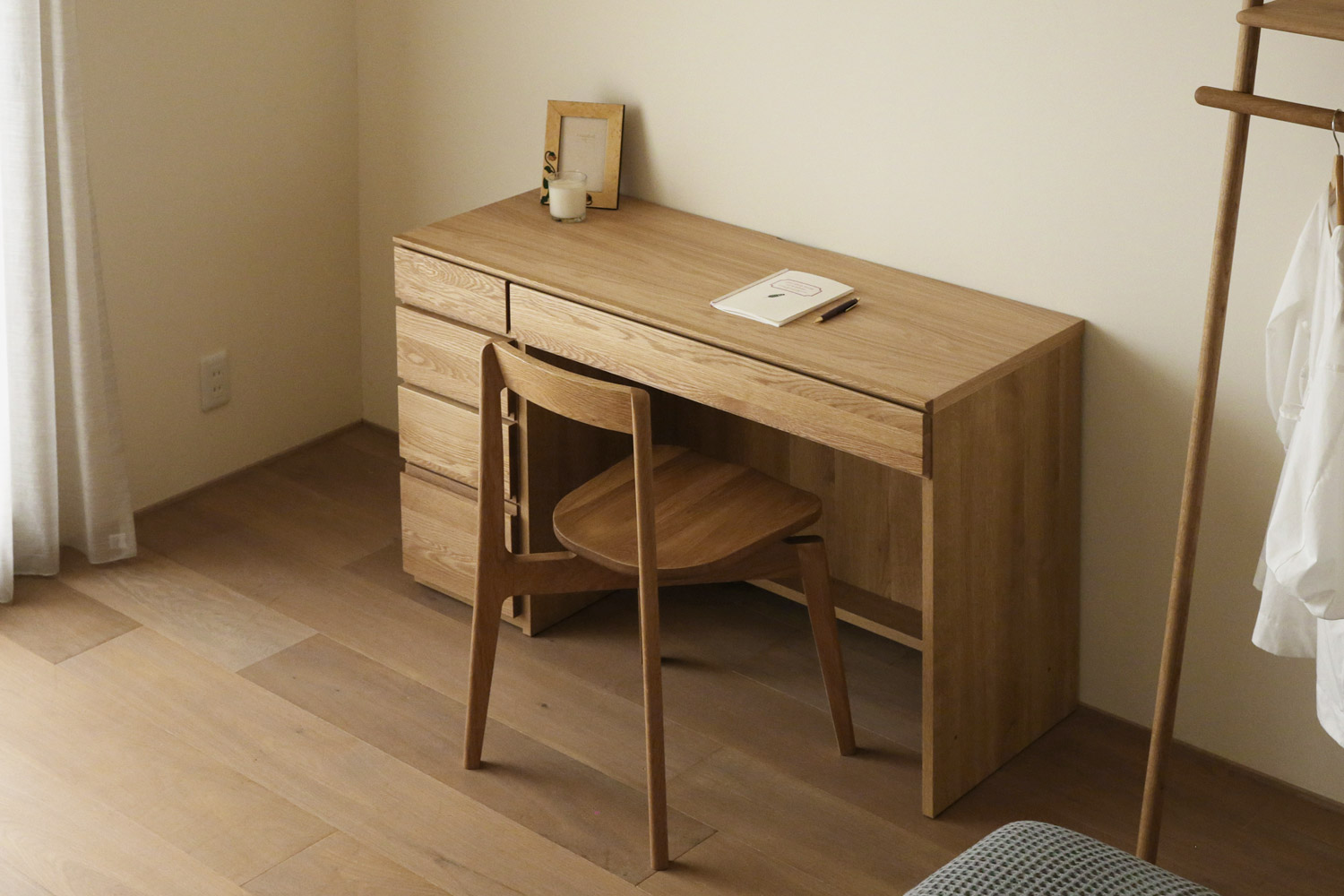 ASTER アスター DESK SET5 オーク (120天板 + 30チェスト + 90デスク) ※チェア別売