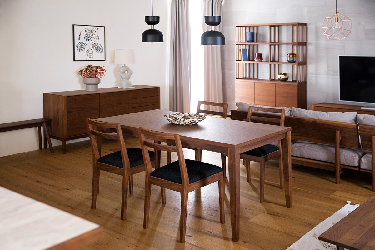 ダイニングセット 4人用 【C0】 COMMON DINING TABLE + PLAIN CHAIR×4 【在庫品:3営業日以内に発送可】