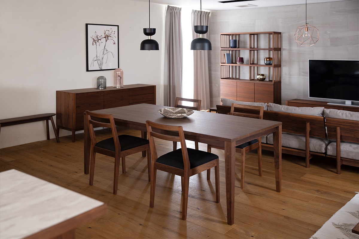 ダイニングセット 4人用 【C0】 COMMON DINING TABLE + PLAIN CHAIR×4 【在庫品:3営業日以内に発送可】