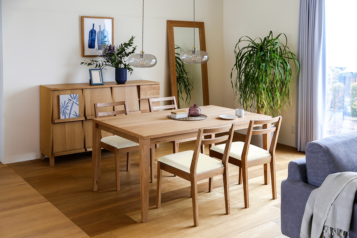 ダイニングセット 4人用 【C0】 COMMON DINING TABLE + PLAIN CHAIR×4 【在庫品:3営業日以内に発送可】