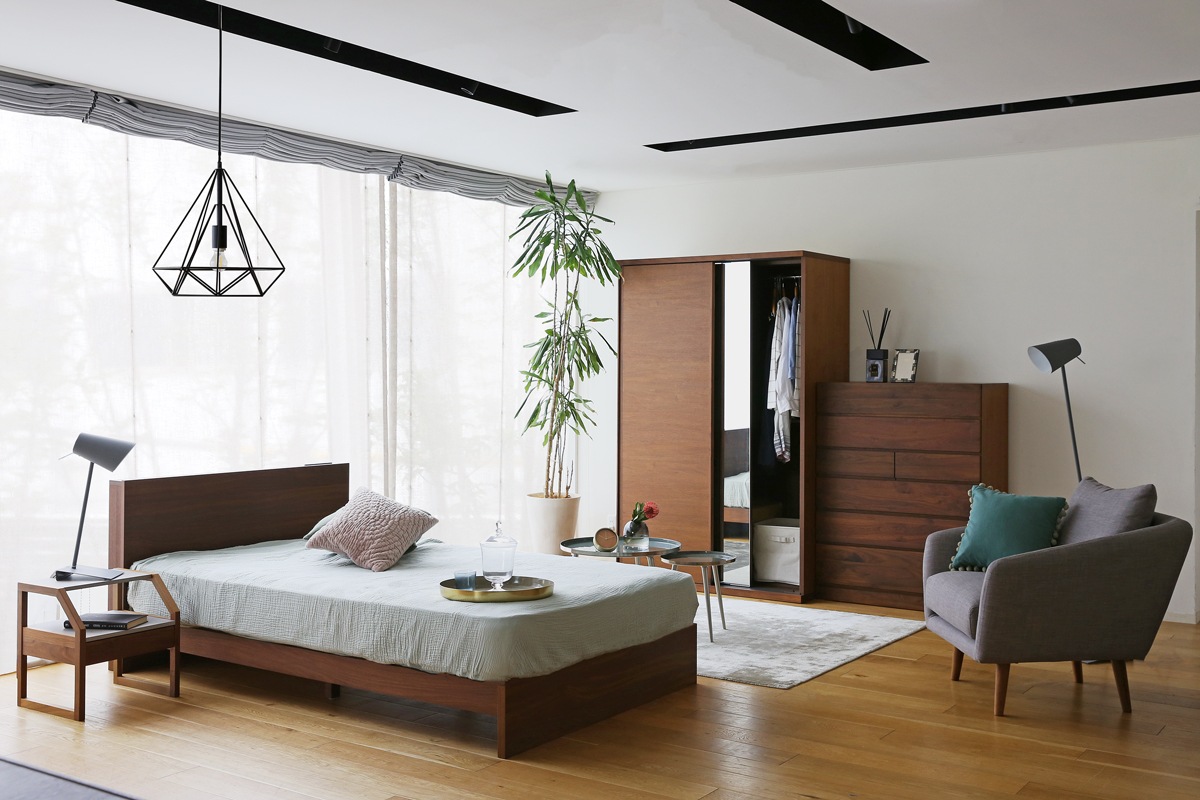 【廃番25％OFF】 MUR BED シングル ウォルナット