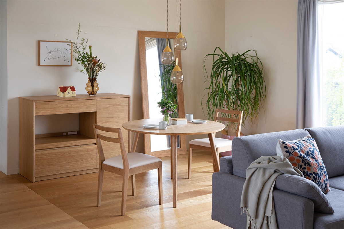 ダイニングセット 4人用 【C12】 MALLOON DINING TABLE + PLAIN CHAIR×4 【在庫品：3営業日以内に発送可】