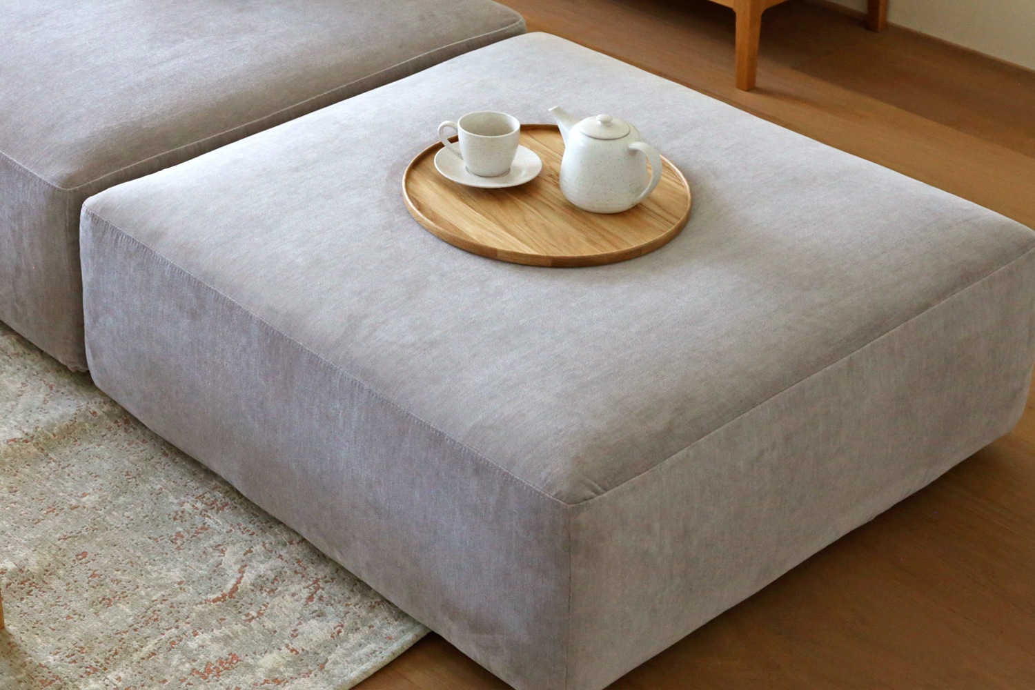 SUMOWA SOFA スモワ オットマン W80×D60 ライトグレー