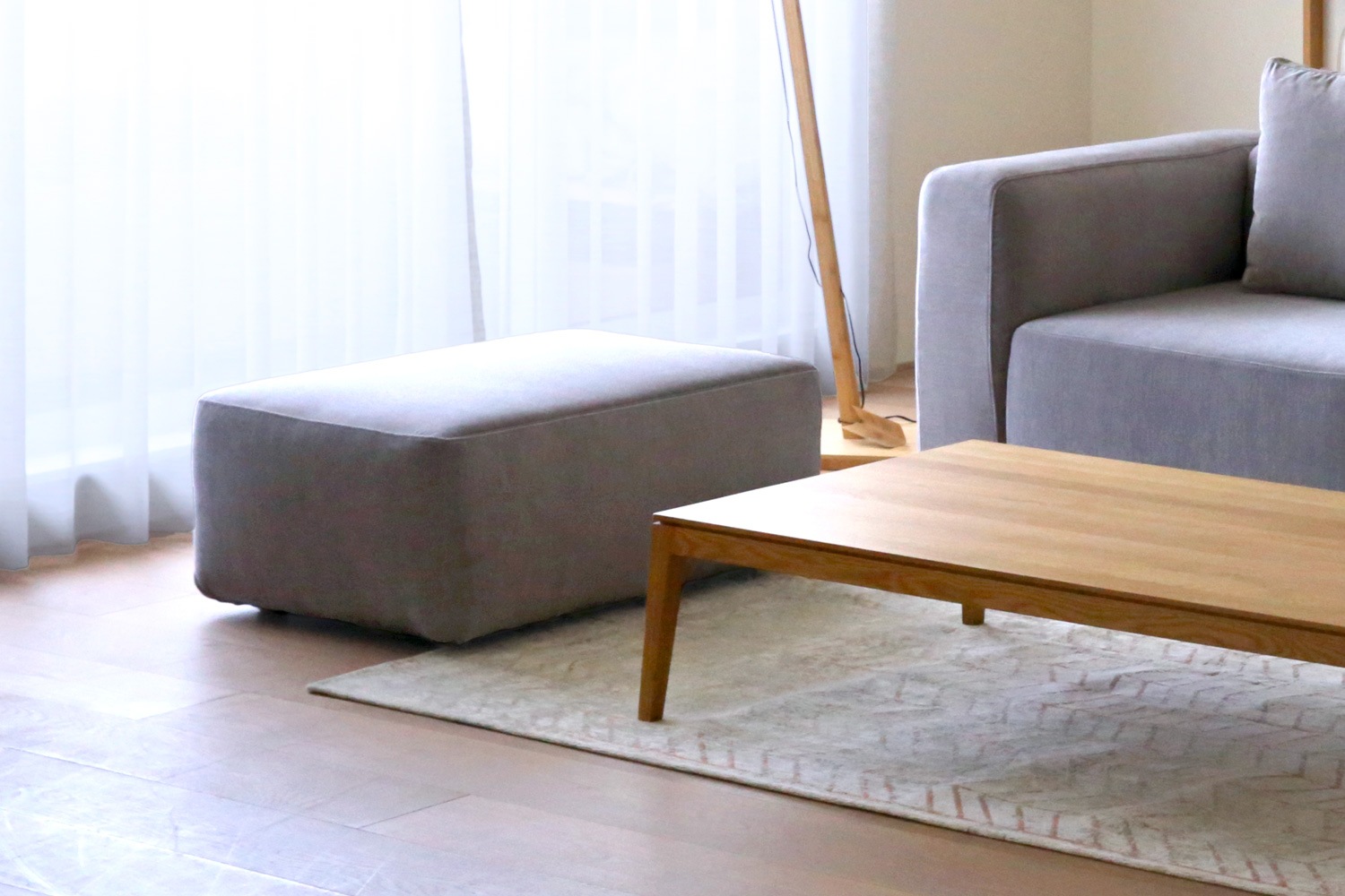 SUMOWA SOFA スモワ オットマン W80×D60 ライトグレー