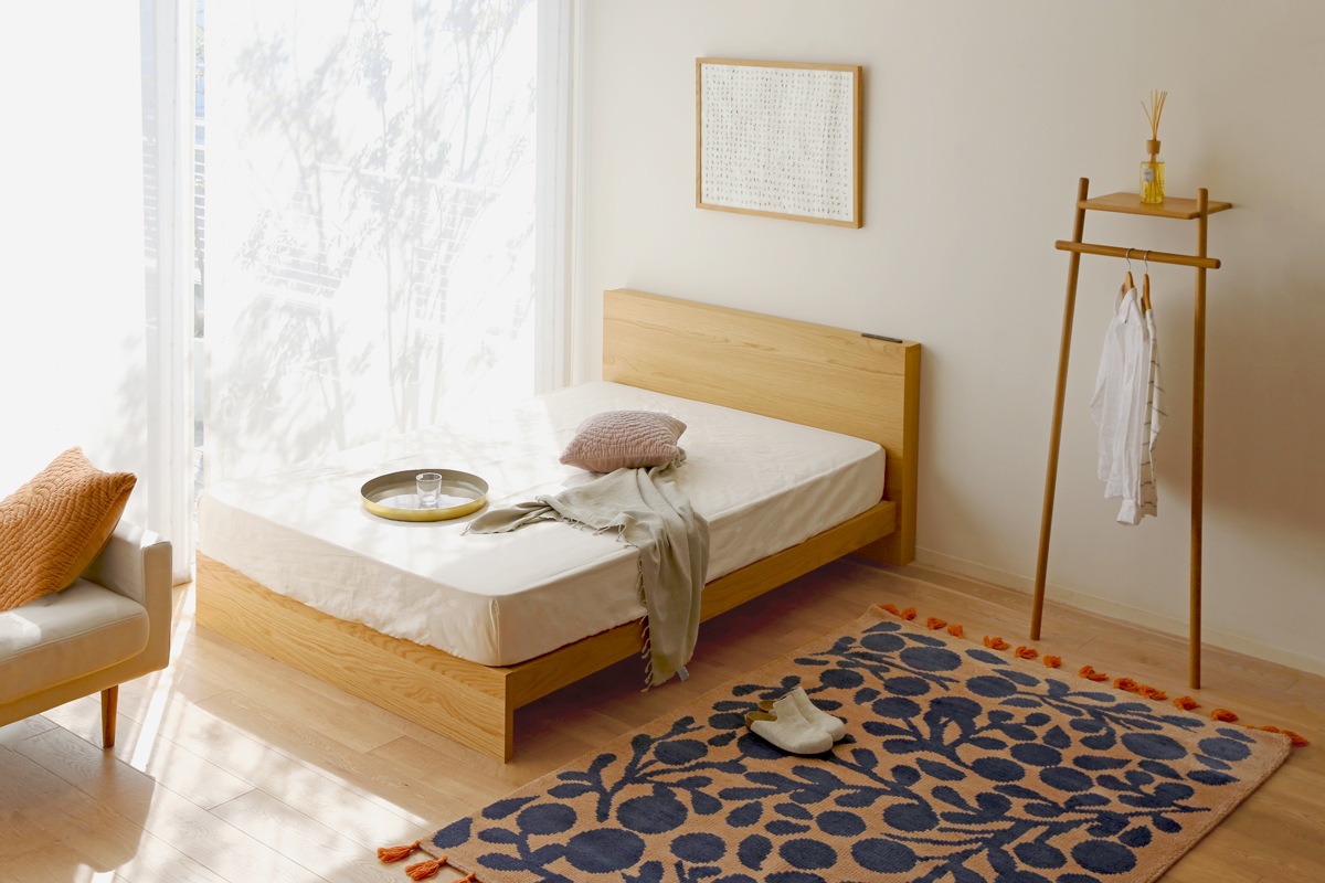 【廃番25％OFF】 MUR BED ダブル オーク