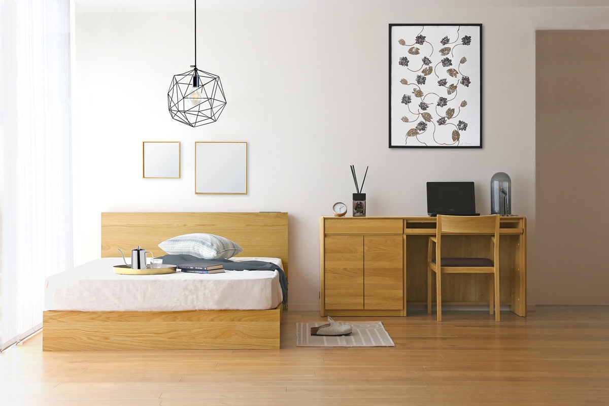 【廃番25％OFF】 MUR BED ダブル オーク