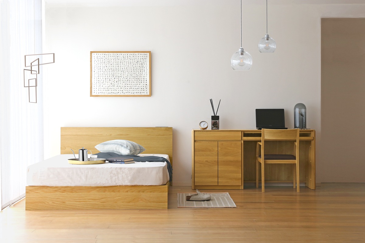 【廃番25％OFF】 MUR BED ダブル オーク