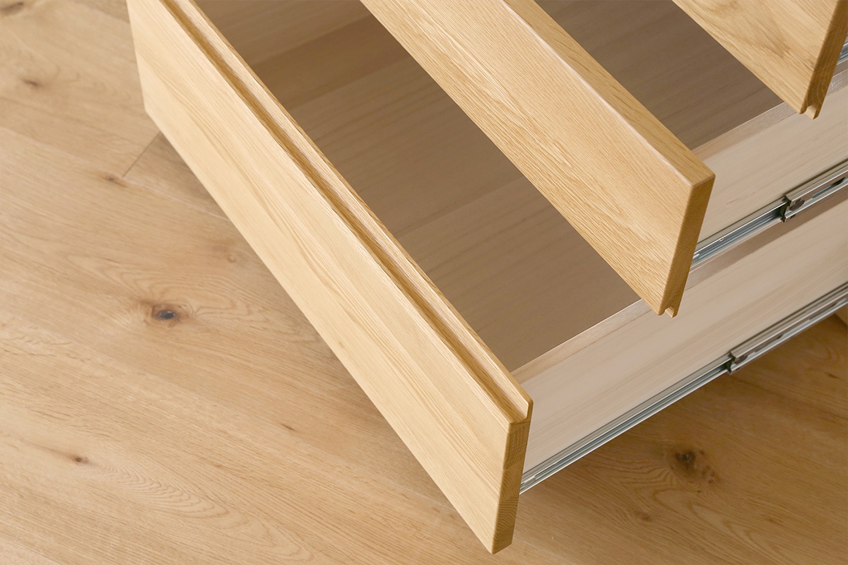 ASTER DESK SET10 240天板 + 30キャビネット (左開き) + 60チェスト + 30キャビネット (右開き) オーク/ウォルナット