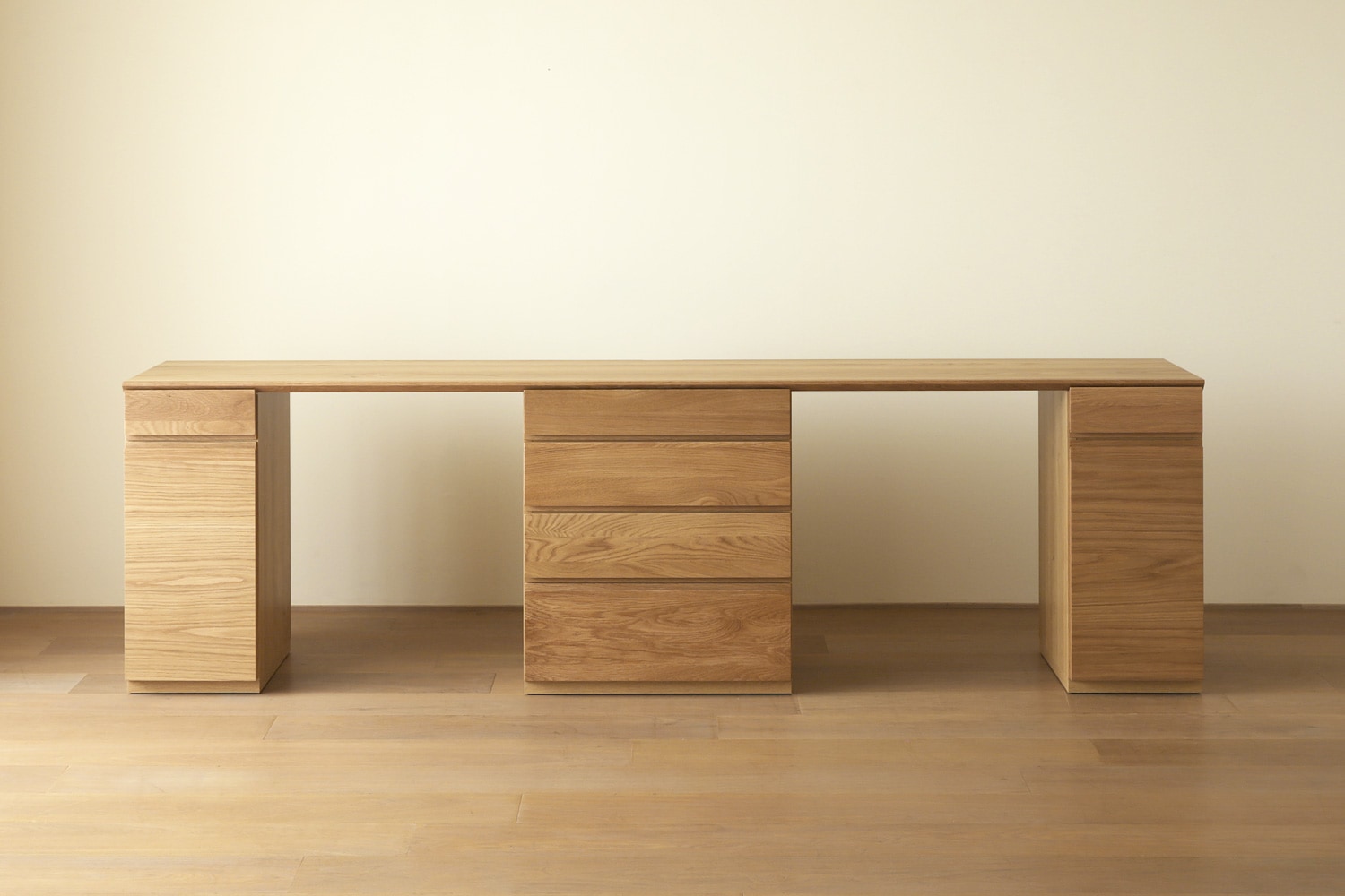 ASTER アスター DESK SET12 オーク (240天板 + 30キャビネット (左開き) + 60チェスト + 30キャビネット (右開き)) ※チェア別売 