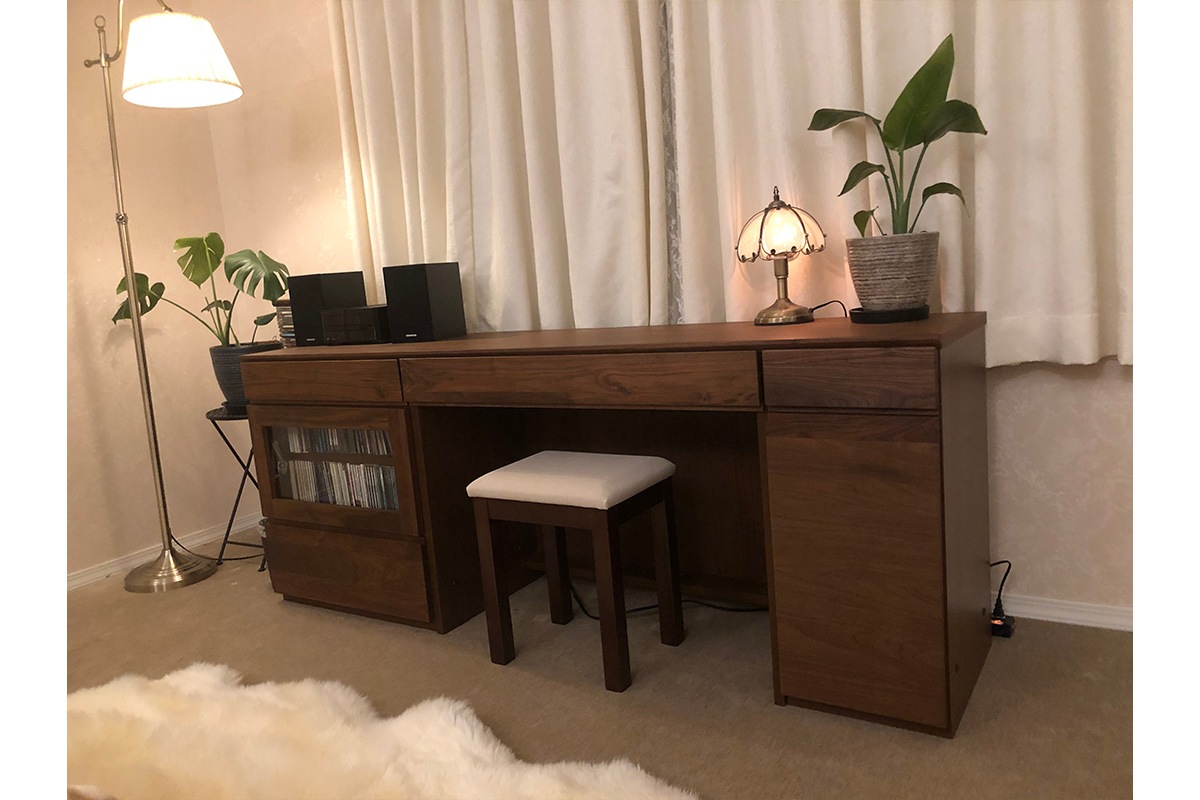 ASTER DESK SET10 240天板 + 30キャビネット (左開き) + 60チェスト + 30キャビネット (右開き) オーク/ウォルナット