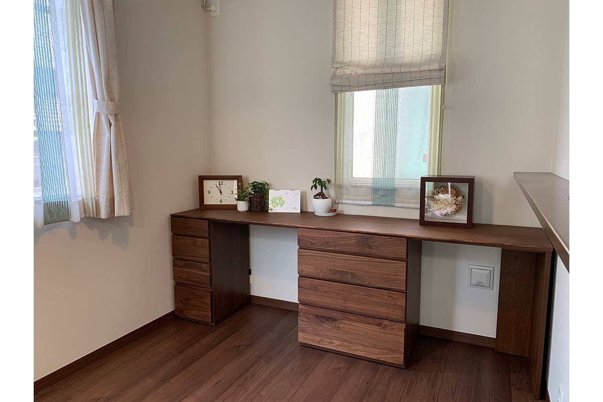 ASTER DESK SET10 240天板 + 30キャビネット (左開き) + 60チェスト + 30キャビネット (右開き) オーク/ウォルナット