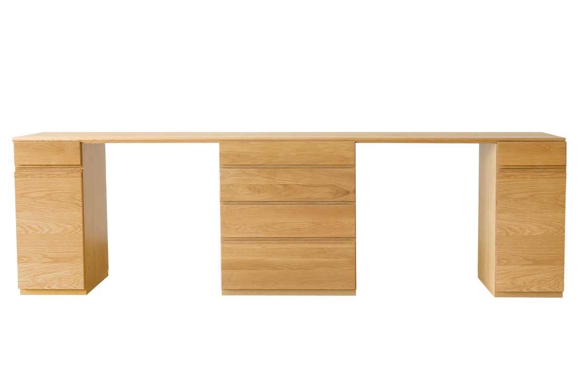 ASTER DESK SET10 240天板 + 30キャビネット (左開き) + 60チェスト + 30キャビネット (右開き) オーク/ウォルナット