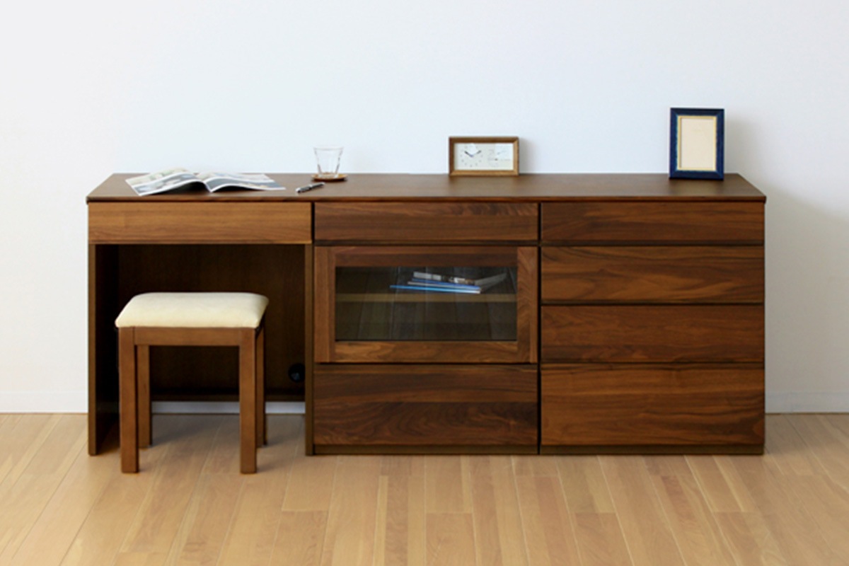 ASTER DESK SET7 180天板 + 60デスク ＋ 60ガラス扉 + 60チェスト