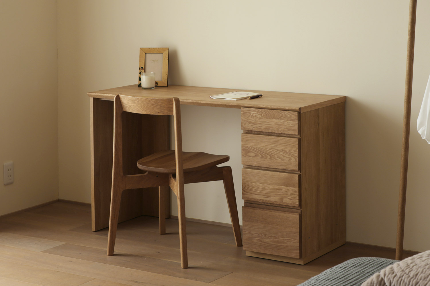 ASTER アスター DESK SET6 オーク (120天板 + サイドパネル（右・左