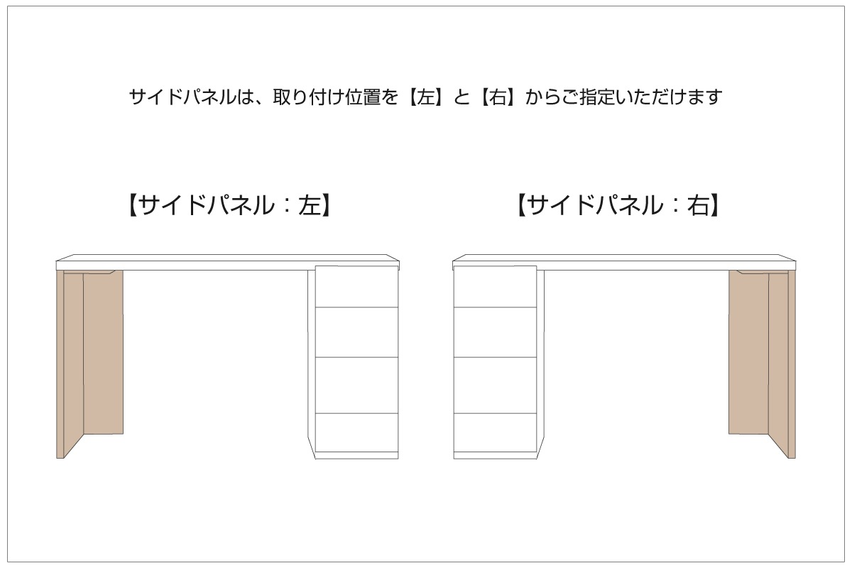 ASTER 120天板 + サイドパネル（右・左） + 30チェスト オーク/ウォルナット ※チェア別売