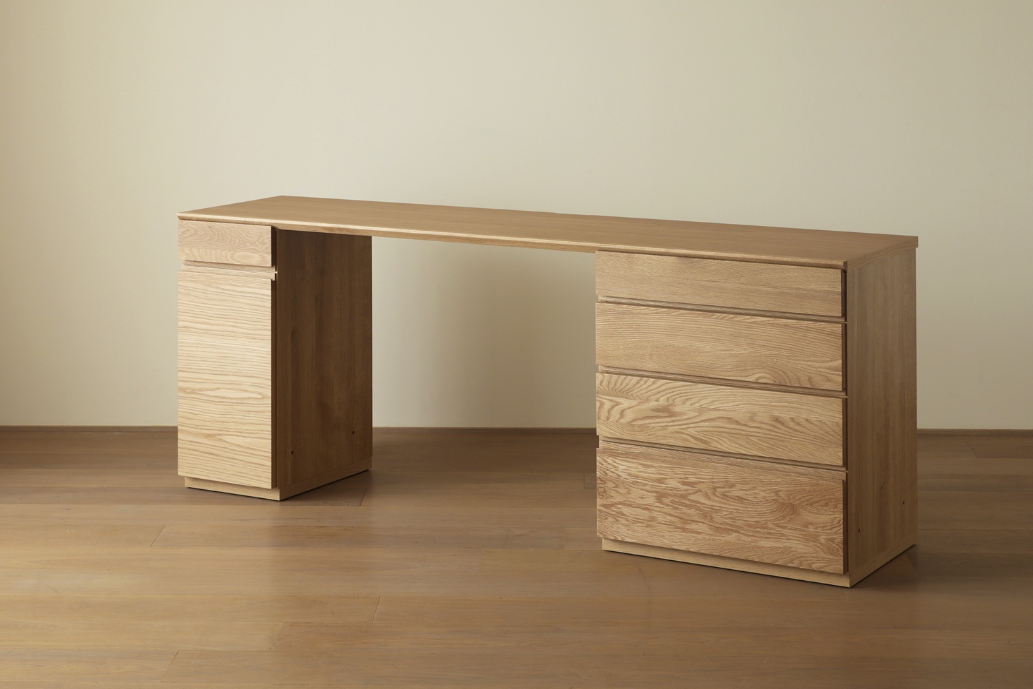 ASTER アスター DESK SET10 オーク (180天板 + 30キャビネット(左開き・右開き) + 60チェスト) ※チェア別売