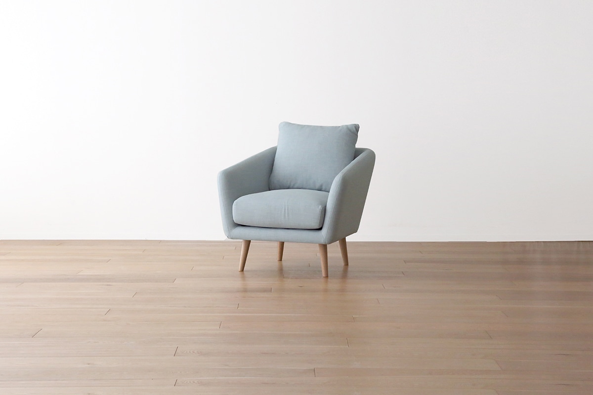 【WEB限定30％OFF】ベレア ソファ 1人掛け ライトブルー