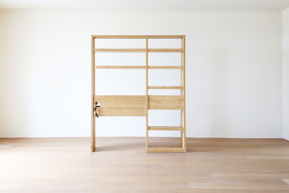 GALLE 65本棚(右加工あり) + 89学習デスクパーツ + エンドパネル(右エンド) 幅 184cm