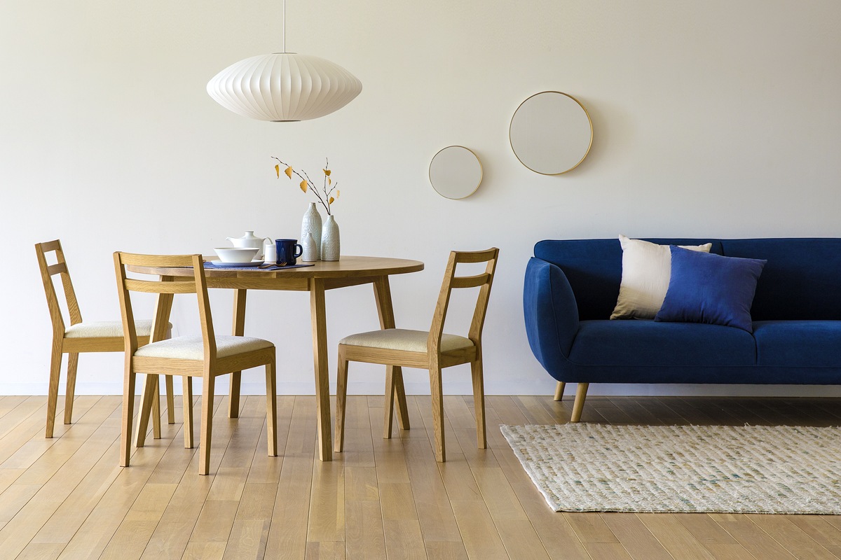PLAIN ROUND DINING TABLE サイズオーダー オーク グレー塗装