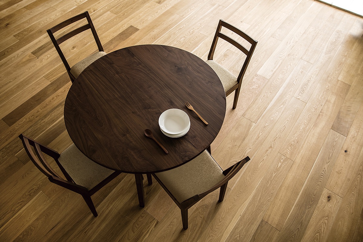 PLAIN ROUND DINING TABLE サイズオーダー オーク グレー塗装