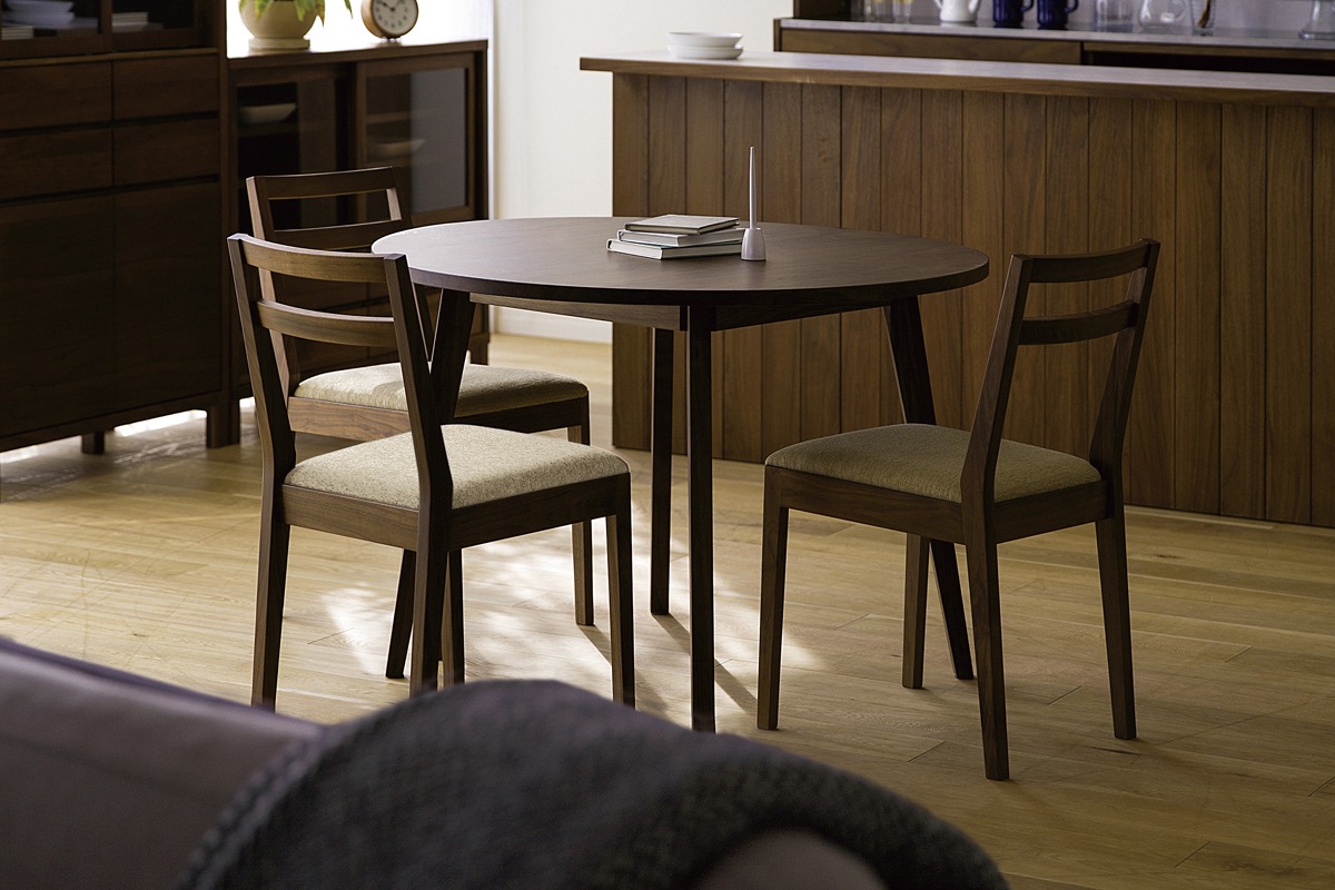 PLAIN ROUND DINING TABLE サイズオーダー オーク グレー塗装