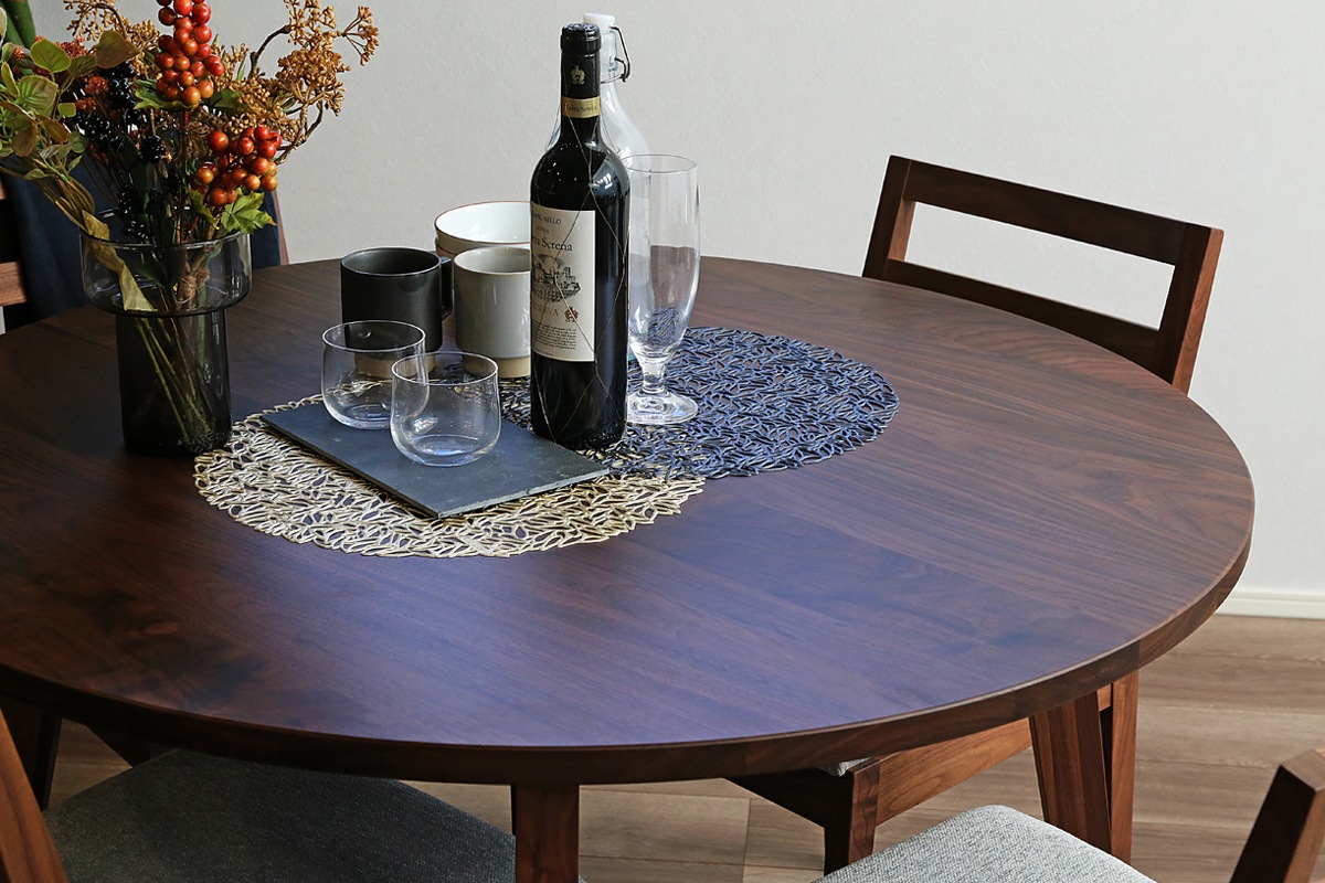 PLAIN ROUND DINING TABLE サイズオーダー オーク グレー塗装