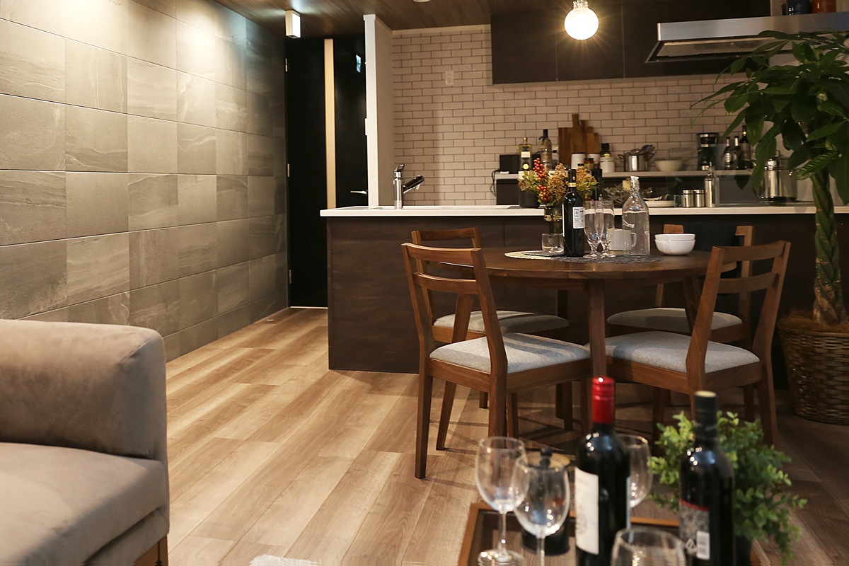 PLAIN ROUND DINING TABLE サイズオーダー オーク グレー塗装