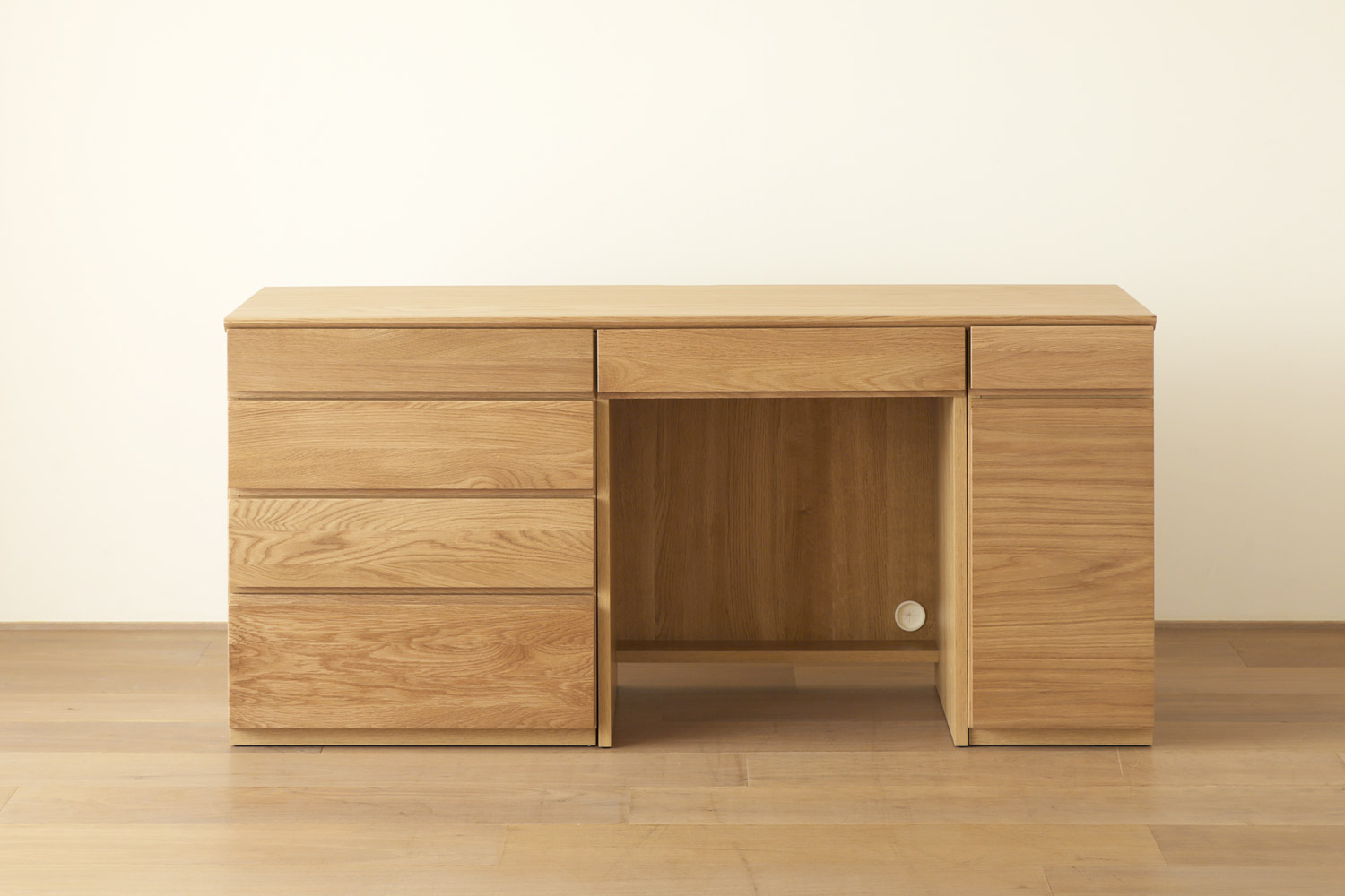 ASTER アスター DESK SET7 オーク (150天板 + 60チェスト + 60デスク + 30キャビネット(左開き・右開き) ※置きミラー・チェア別売