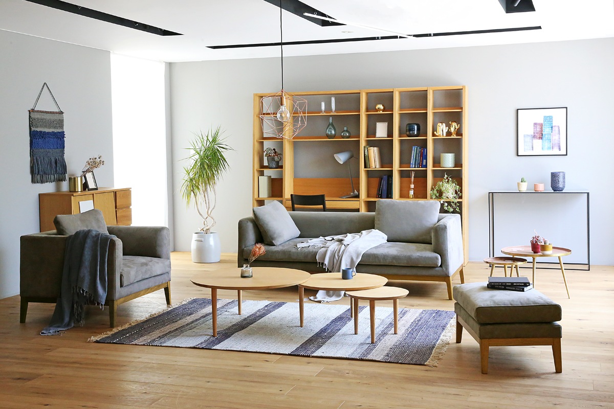 【廃番25％OFF】 FRACCE SOFA １人掛け グレー オーク脚