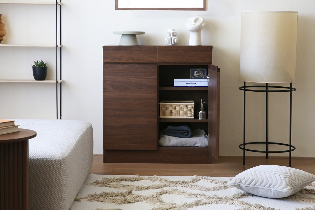 LECCE 80薄型キャビネット ウォルナット