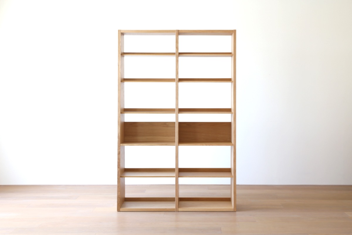 GALLE ガレ SHELF SET2 オーク 幅127cm (65 本棚 (右加工あり) + 59 本棚 パーツ + エンドパネル(右エンド))