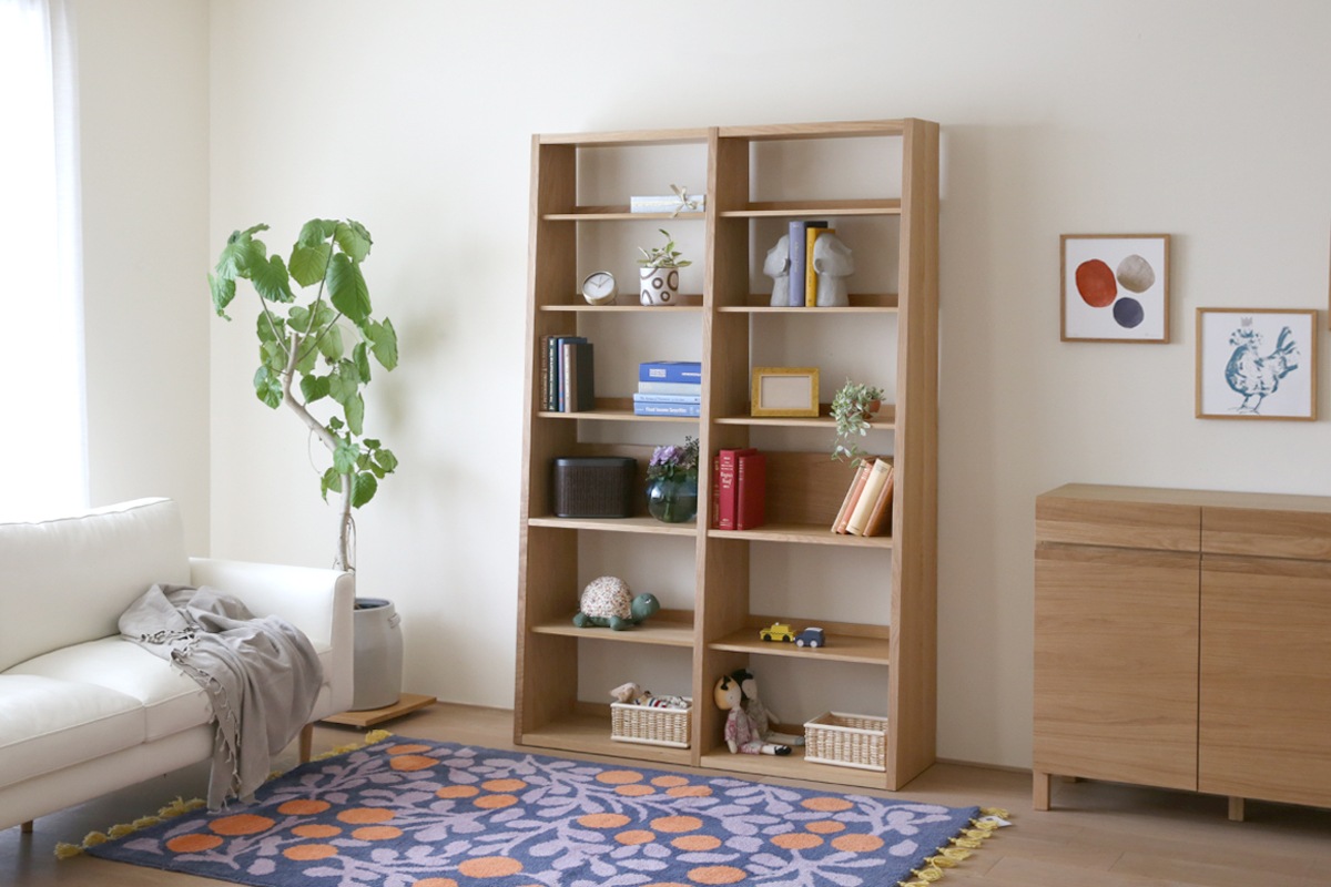 GALLE ガレ SHELF SET2 オーク 幅127cm (65 本棚 (右加工あり) + 59 本棚 パーツ + エンドパネル(右エンド))