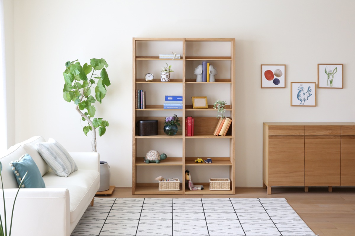 GALLE ガレ SHELF SET2 オーク 幅127cm (65 本棚 (右加工あり) + 59 本棚 パーツ + エンドパネル(右エンド))