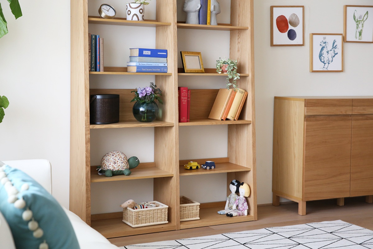 GALLE ガレ SHELF SET2 オーク 幅127cm (65 本棚 (右加工あり) + 59 本棚 パーツ + エンドパネル(右エンド))