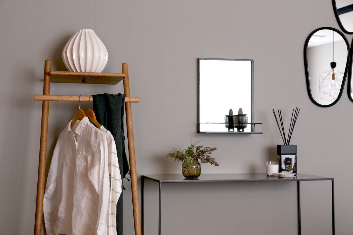 【廃番20%OFF】MIRROR 'TALJA' W/SHELF IRON(HBC-198)