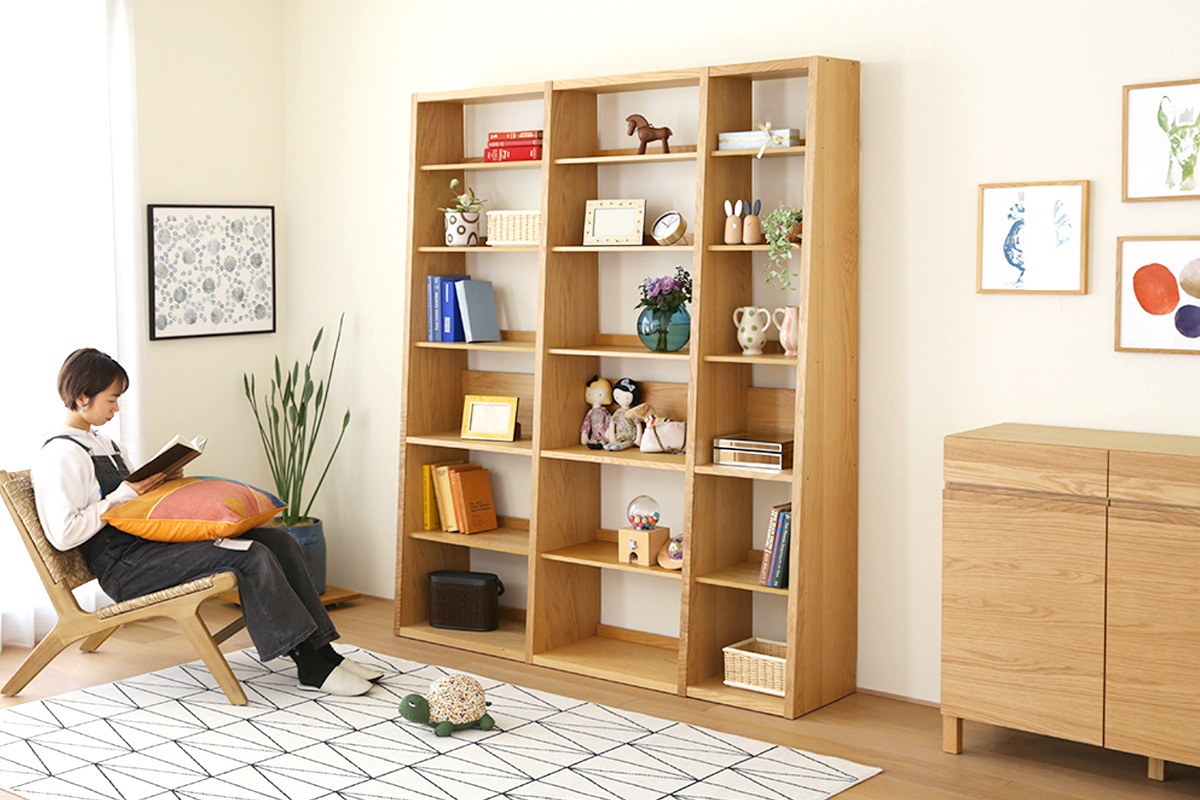 GALLE ガレ SHELF SET4 オーク 幅165cm (65 本棚 (右加工あり) + 59 本棚 パーツ + 41 本棚 (左加工あり))