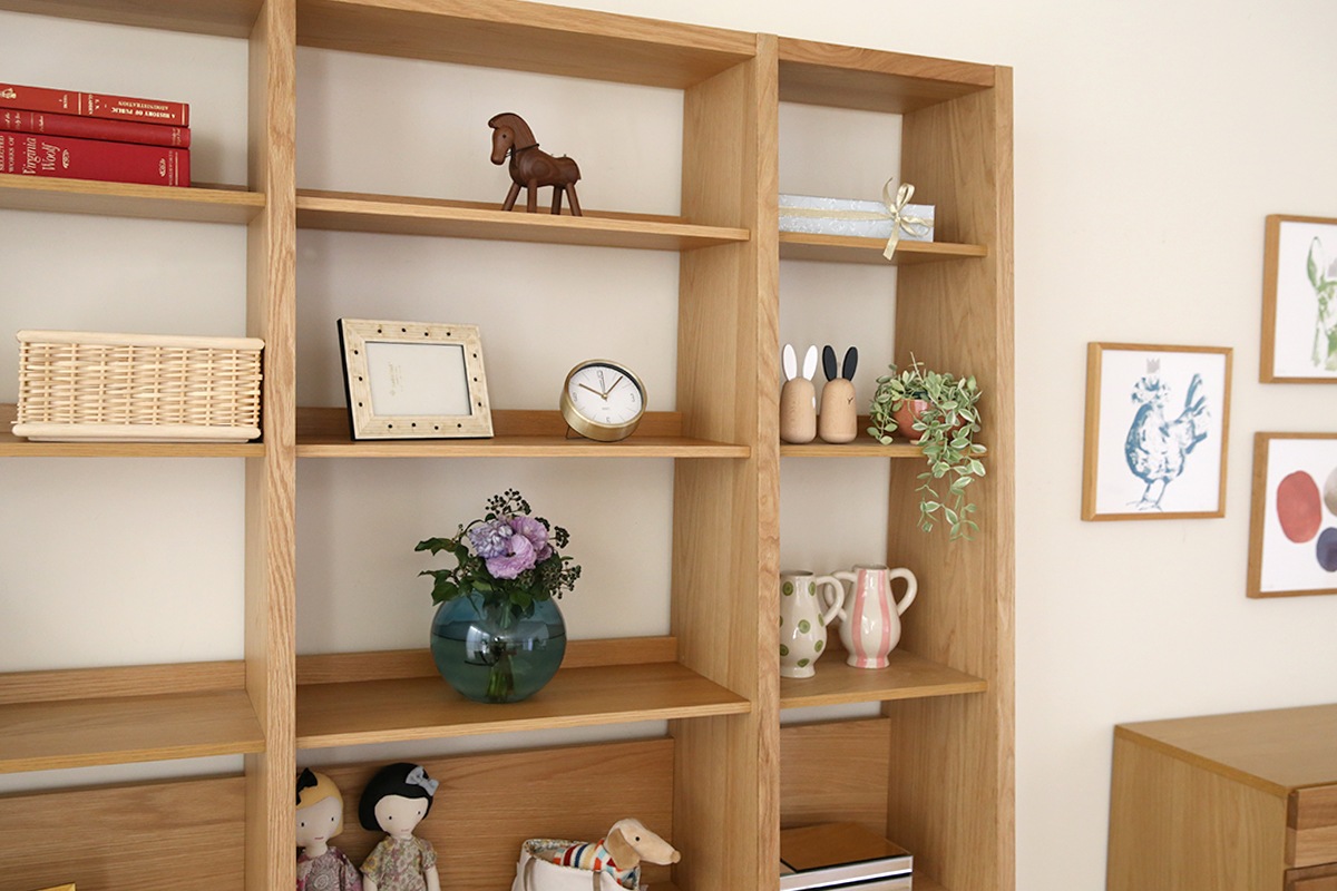 GALLE ガレ SHELF SET4 オーク 幅165cm (65 本棚 (右加工あり) + 59 本棚 パーツ + 41 本棚 (左加工あり))