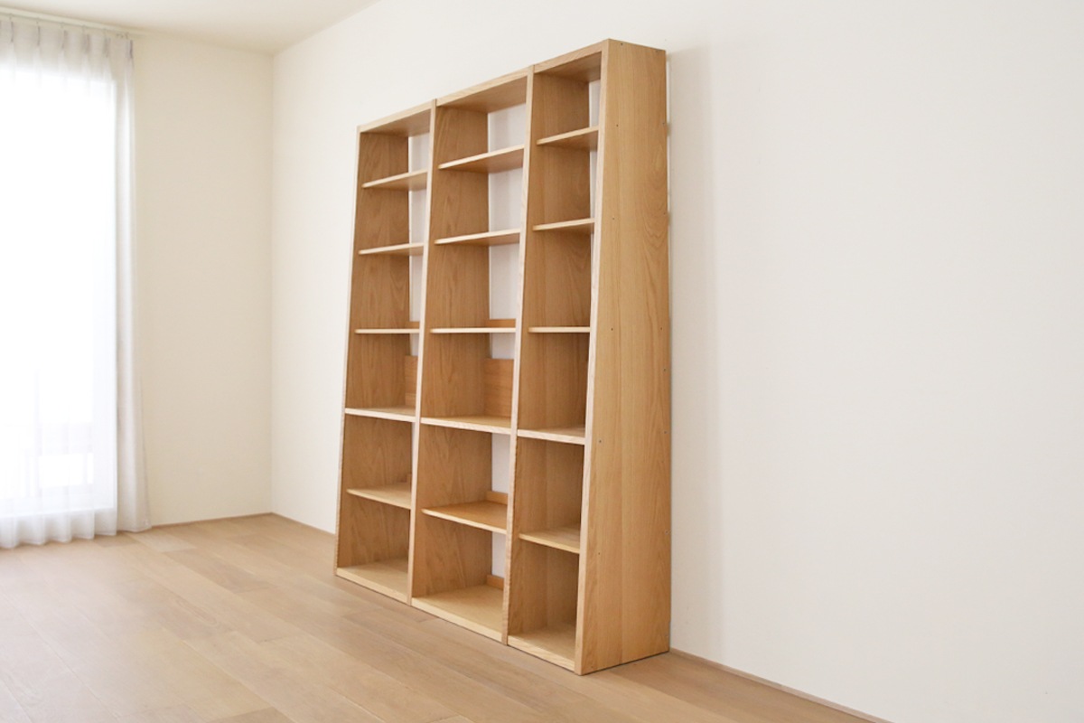 GALLE ガレ SHELF SET4 オーク 幅165cm (65 本棚 (右加工あり) + 59 本棚 パーツ + 41 本棚 (左加工あり))