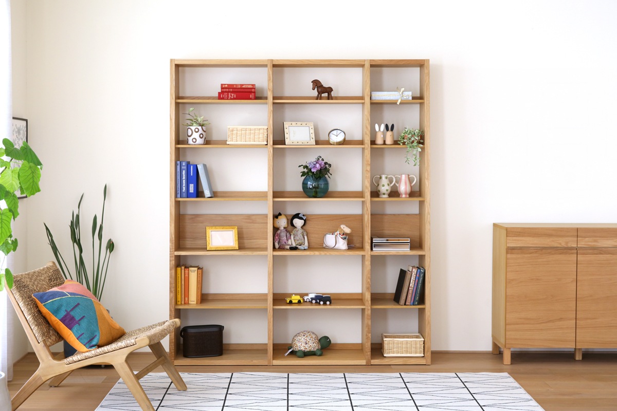 GALLE ガレ SHELF SET4 オーク 幅165cm (65 本棚 (右加工あり) + 59 本棚 パーツ + 41 本棚 (左加工あり))