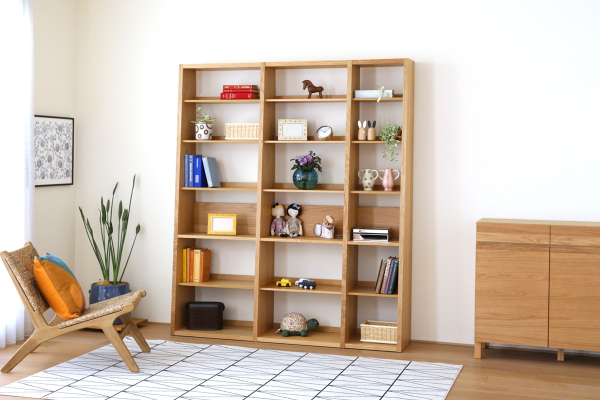 GALLE ガレ SHELF SET4 オーク 幅165cm (65 本棚 (右加工あり) + 59 本棚 パーツ + 41 本棚 (左加工あり))