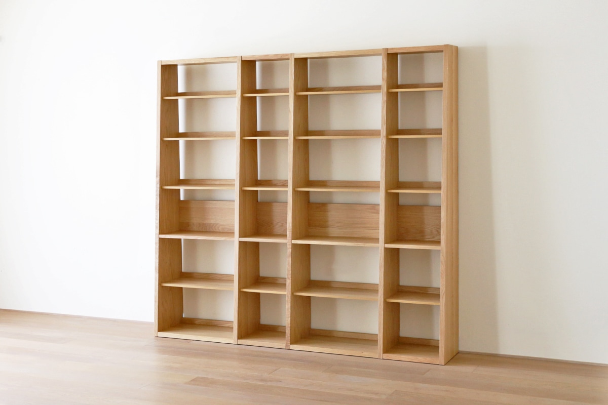 GALLE ガレ SHELF SET5 オーク 幅203cm (65 本棚 (右加工あり) + 35 本棚 パーツ + 65 本棚 (左右加工あり) + 35 本棚 パーツ + エンドパネル (右エンド))
