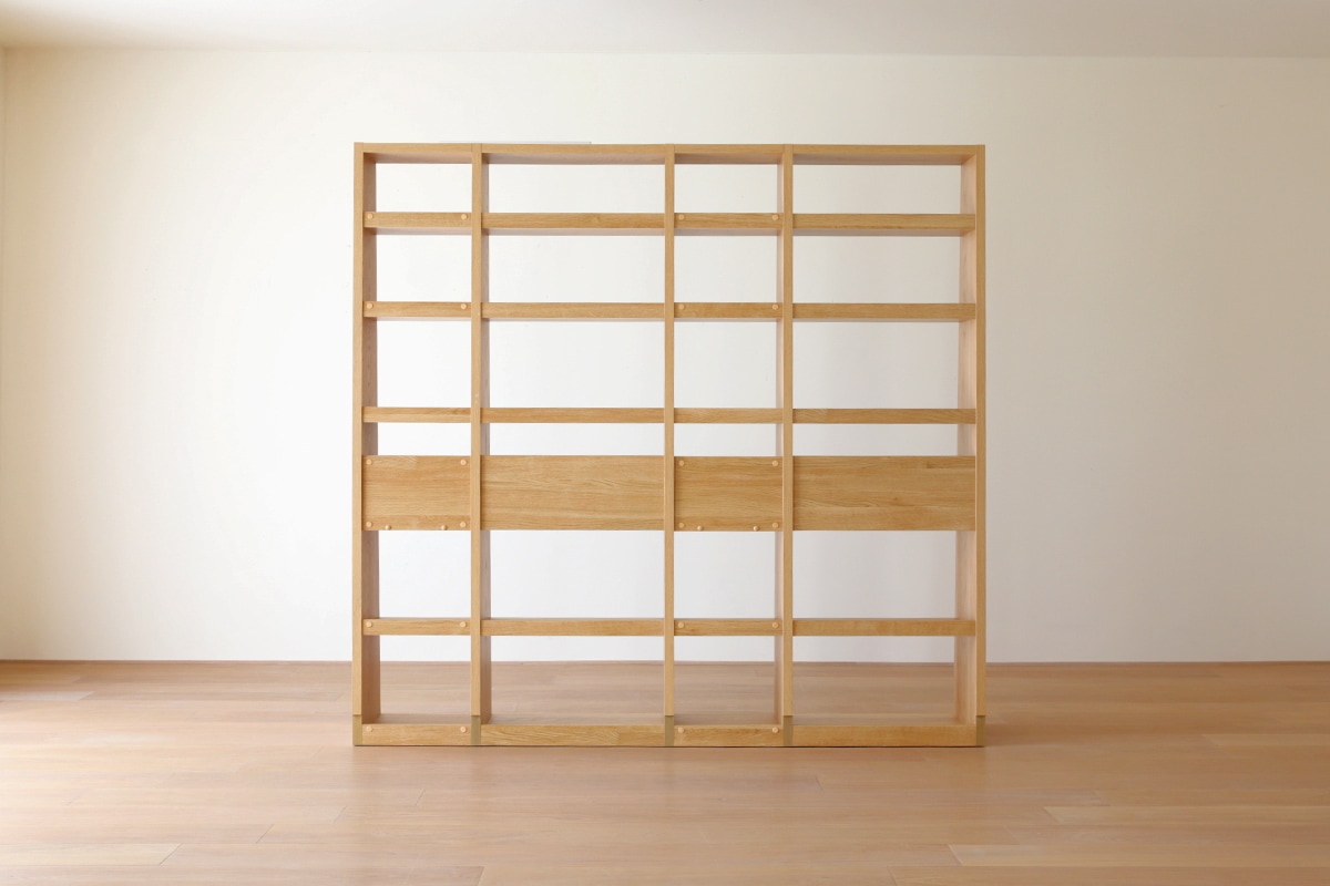 GALLE ガレ SHELF SET5 オーク 幅203cm (65 本棚 (右加工あり) + 35 本棚 パーツ + 65 本棚 (左右加工あり) + 35 本棚 パーツ + エンドパネル (右エンド))
