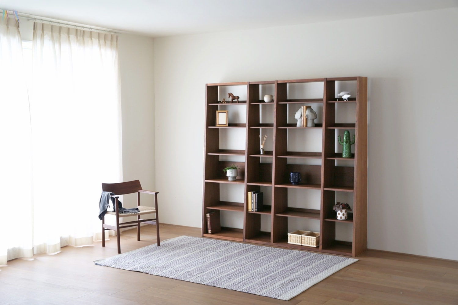 GALLE ガレ SHELF SET5 オーク 幅203cm (65 本棚 (右加工あり) + 35 本棚 パーツ + 65 本棚 (左右加工あり) + 35 本棚 パーツ + エンドパネル (右エンド))
